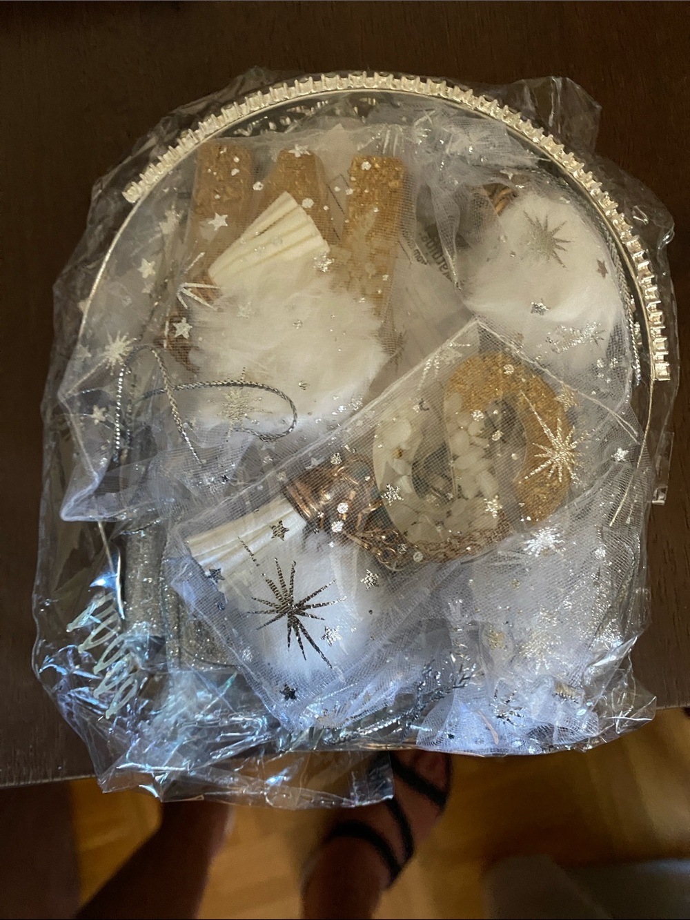 Gold silver and white 60th birthday paraphernalia for women